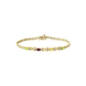 0.06 Carat Diamond & Gemstone Bracelet 14K Gold